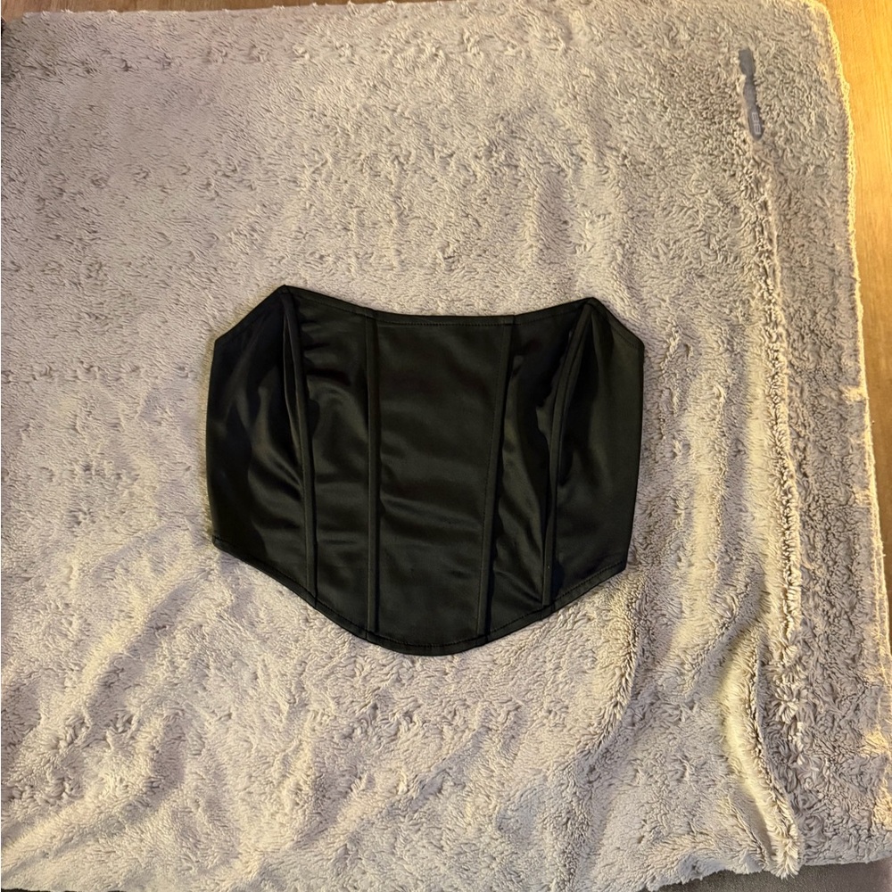 SHEIN Black Satin Corset Crop Top